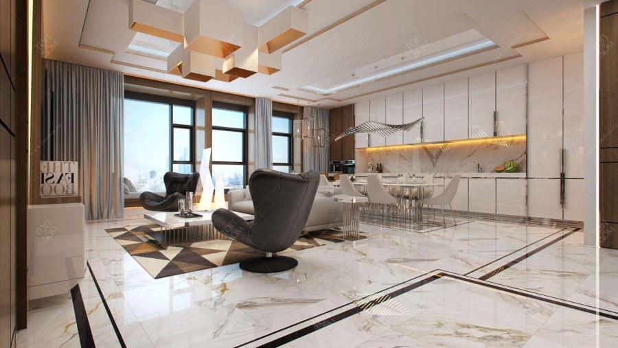 Гостиная с мраморным полом