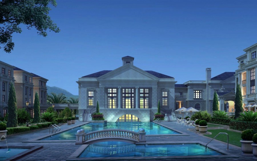 Особняк с фонтаном и бассейном