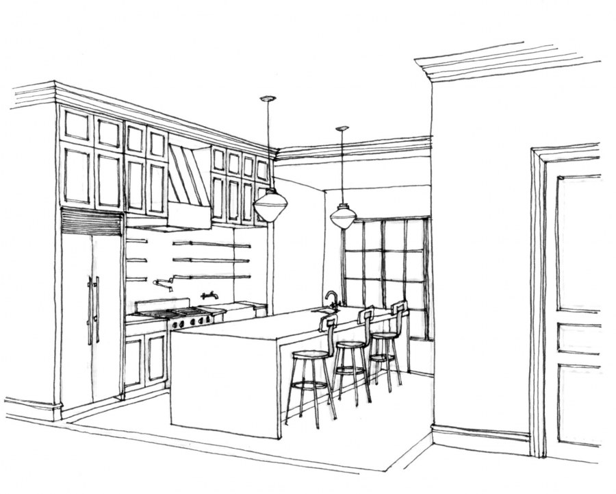 Кухня столовая скетч