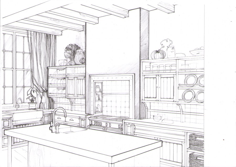 Интерьер кухни раскраска