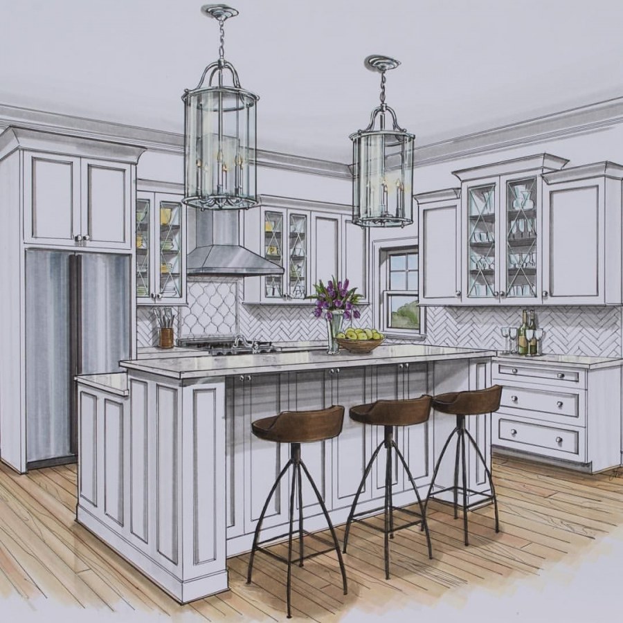 Интерьерные скетчи кухни