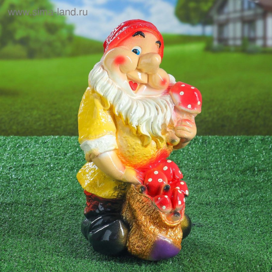 Домашний Гном с мешочком статуэтка