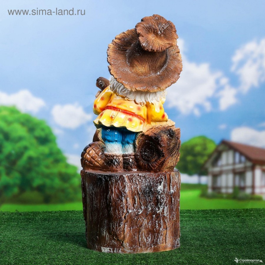 Садовая фигура "Лесовик на пне" 41х33х77см, микс