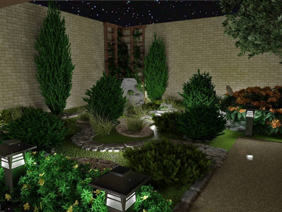 Хвойная клумба с туями Смарагд