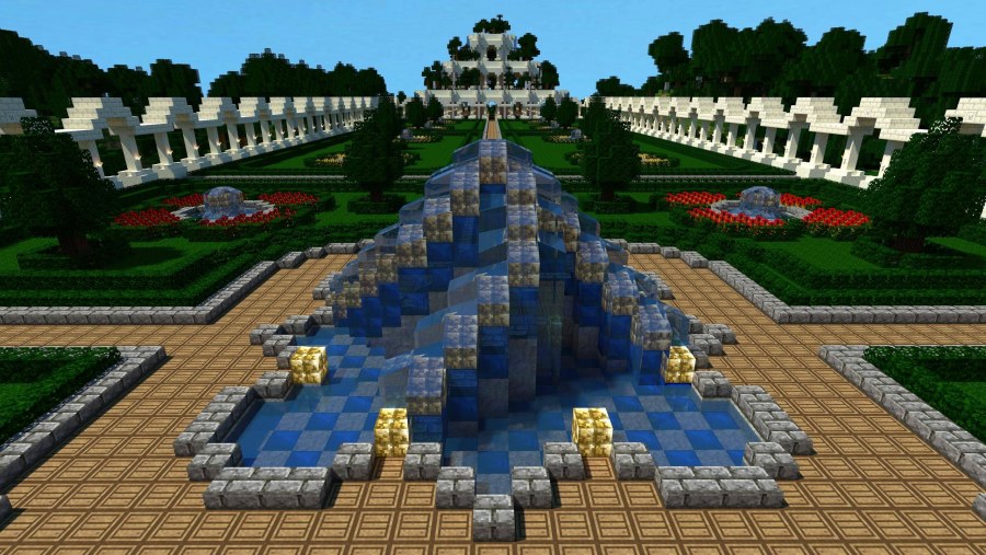 Дома в МАЙНКРАФТЕ красивые с фонтаном