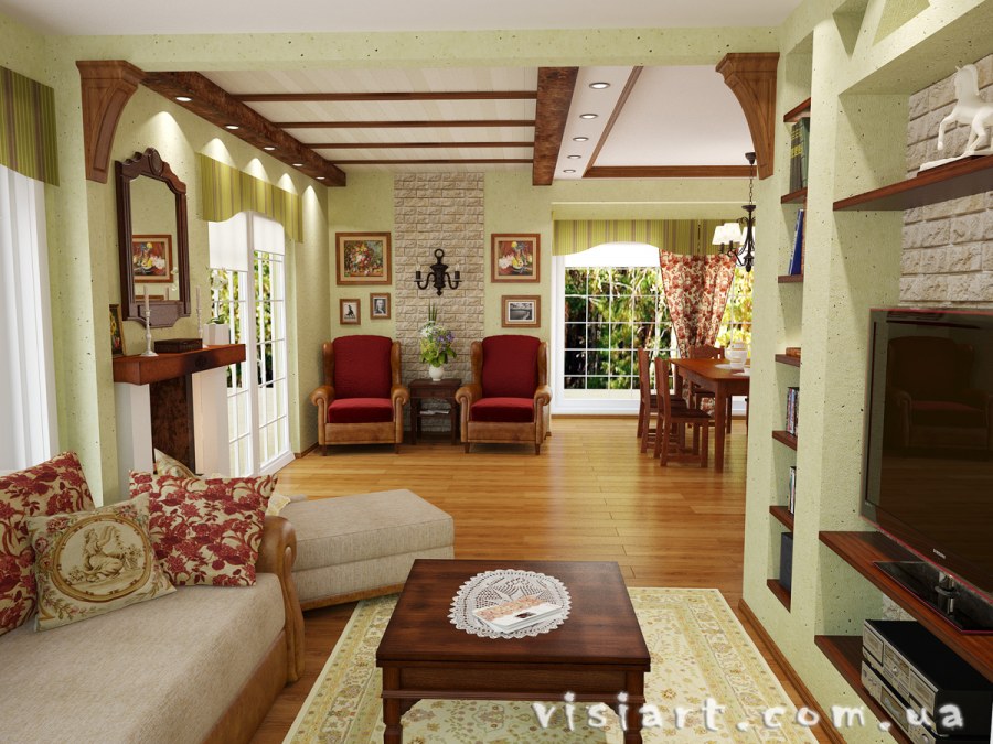 Зонированная гостиная в частном доме