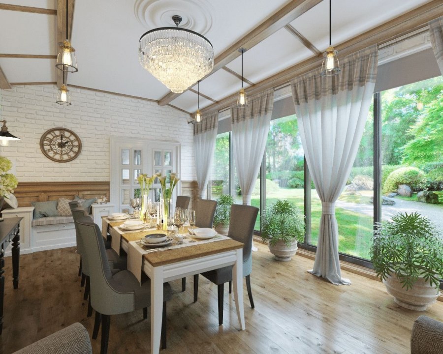 Кухня на застекленной веранде