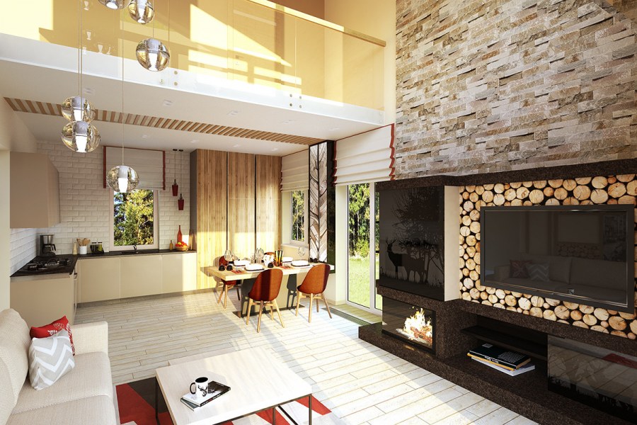 Интерьер панно в загородном доме