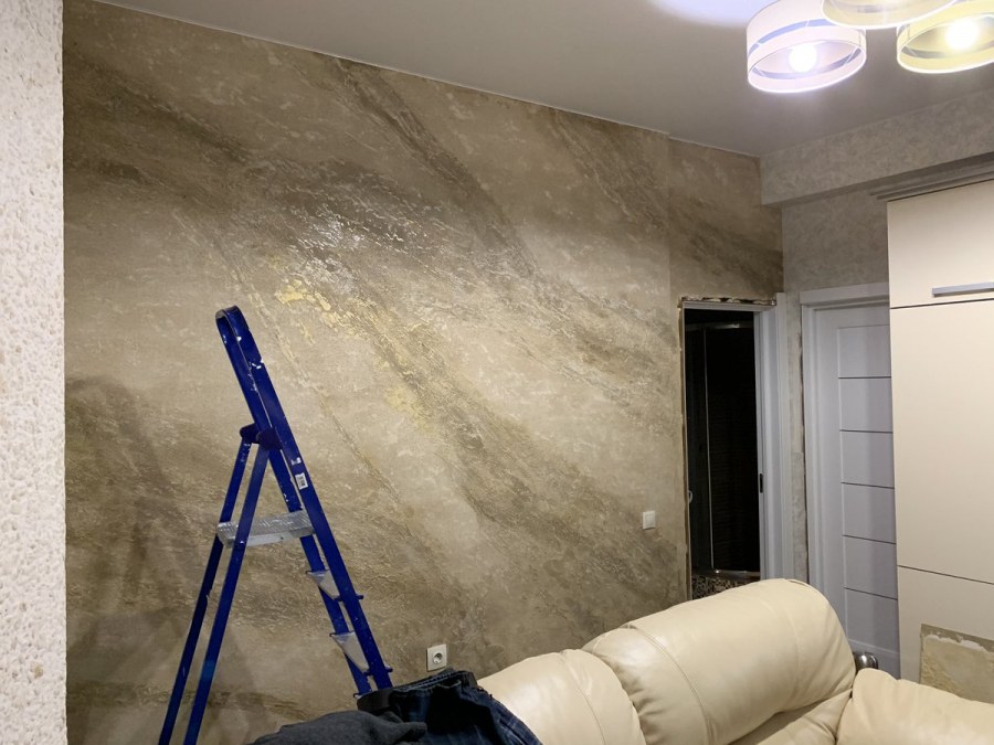 Венецианская штукатурка травертин интерьер