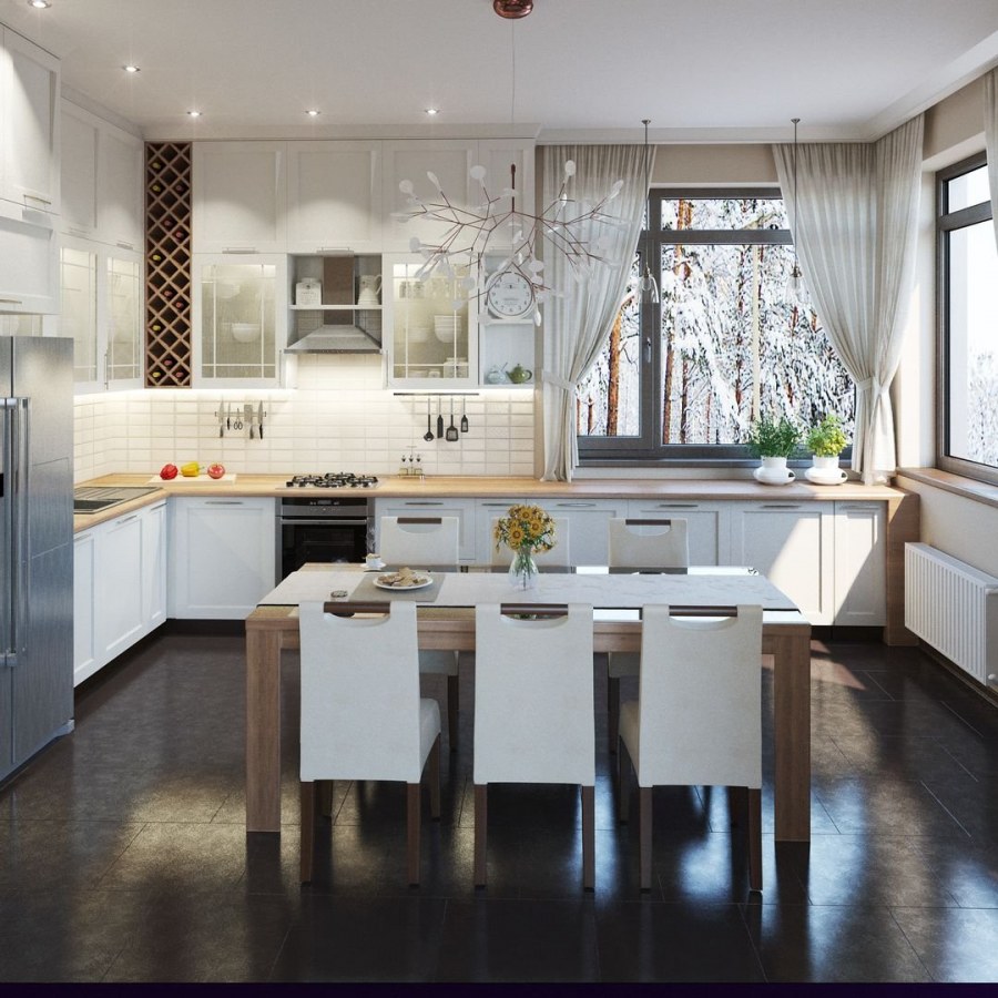 Интерьер большой кухни