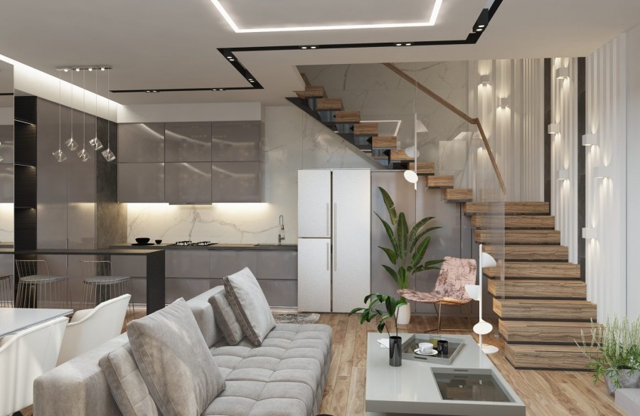 Трехэтажный таунхаус 145 м интерьер