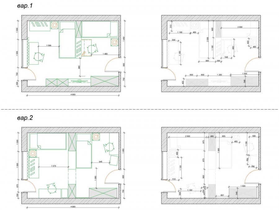 Планировка детской комнаты для двоих схема