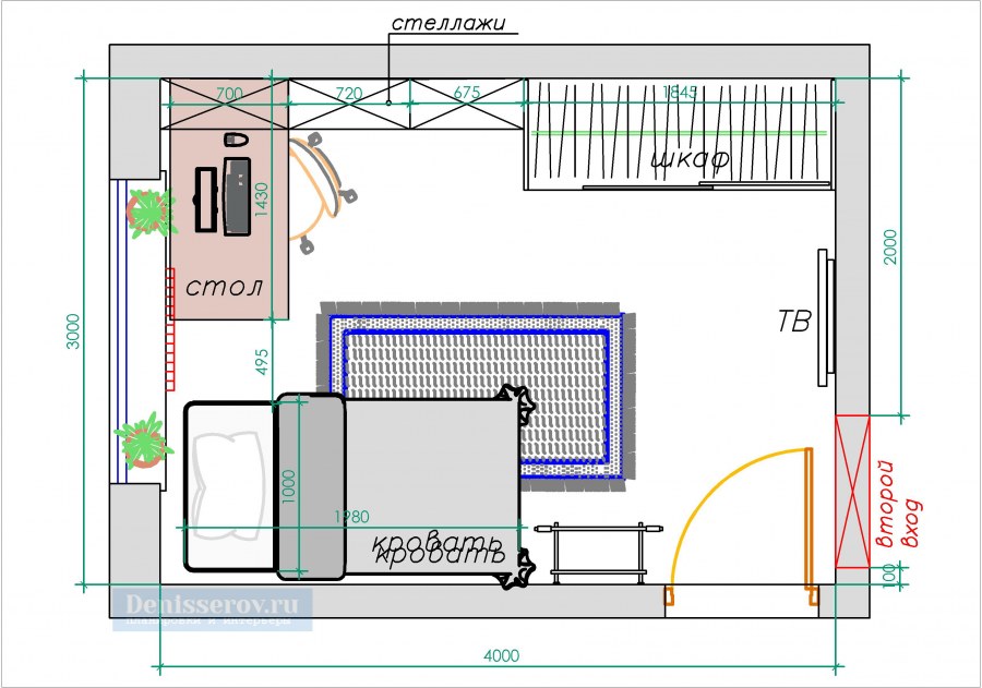 Узкая детская комната