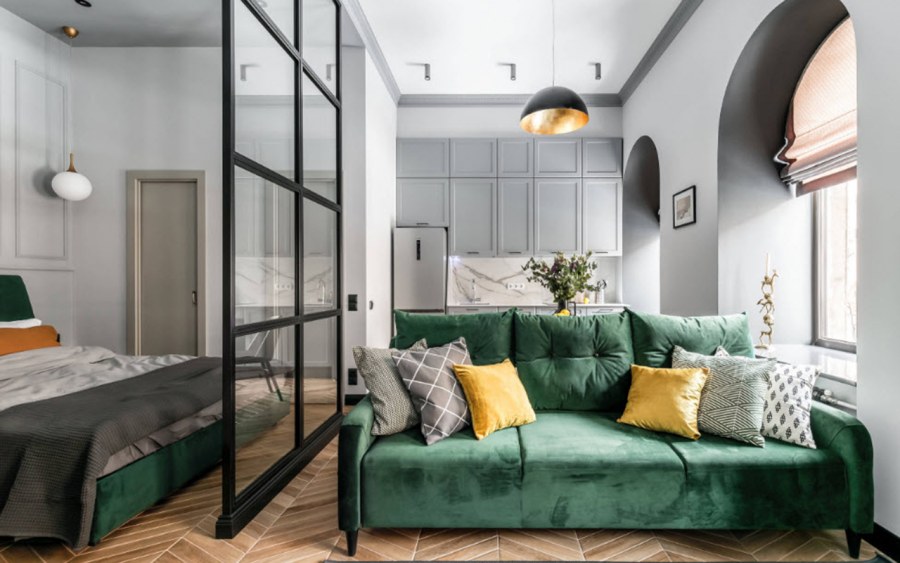 Зонирование комнаты на спальню и гостиную