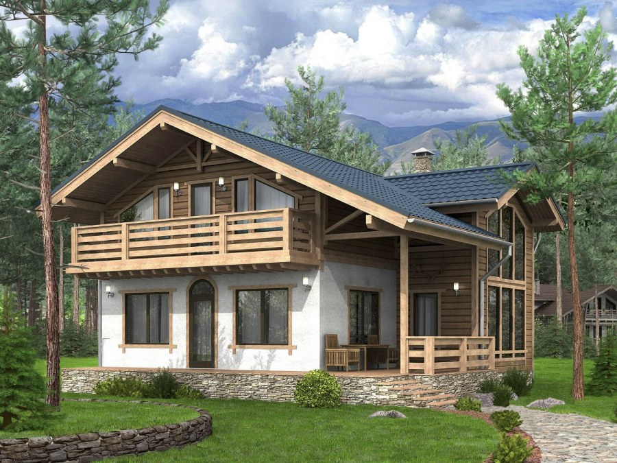 Дом Шале из клееного бруса 100кв м