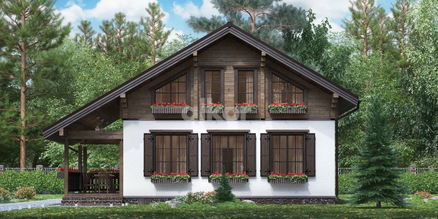 Дом Шале одноэтажный с мансардой