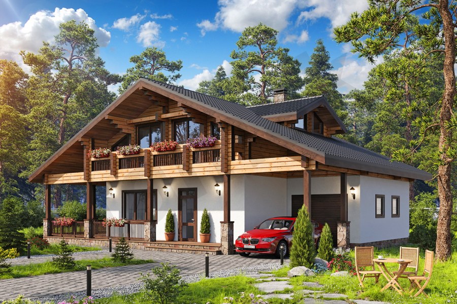 Мансардный дом с панорамными окнами