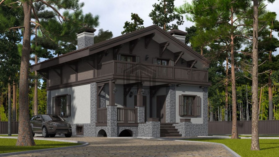 Домик с мансардой и террасой