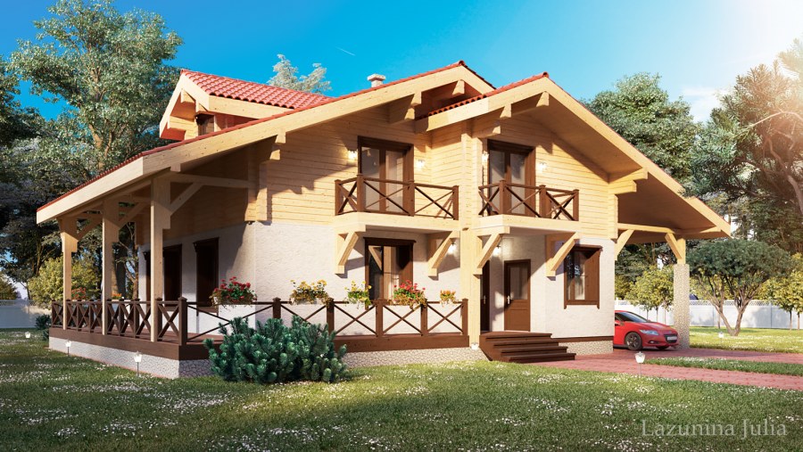 Дом Шале одноэтажный с мансардой