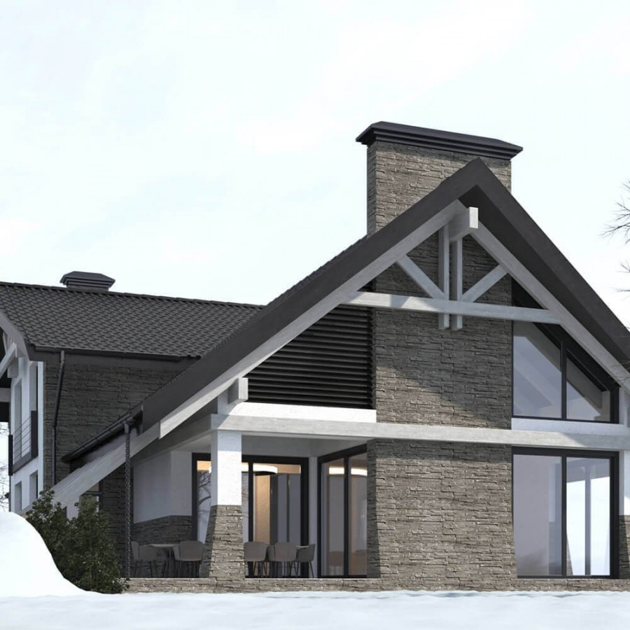 Дом из газобетона в стиле Шале