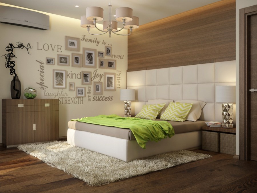 Зеленая спальня в стиле экостиль