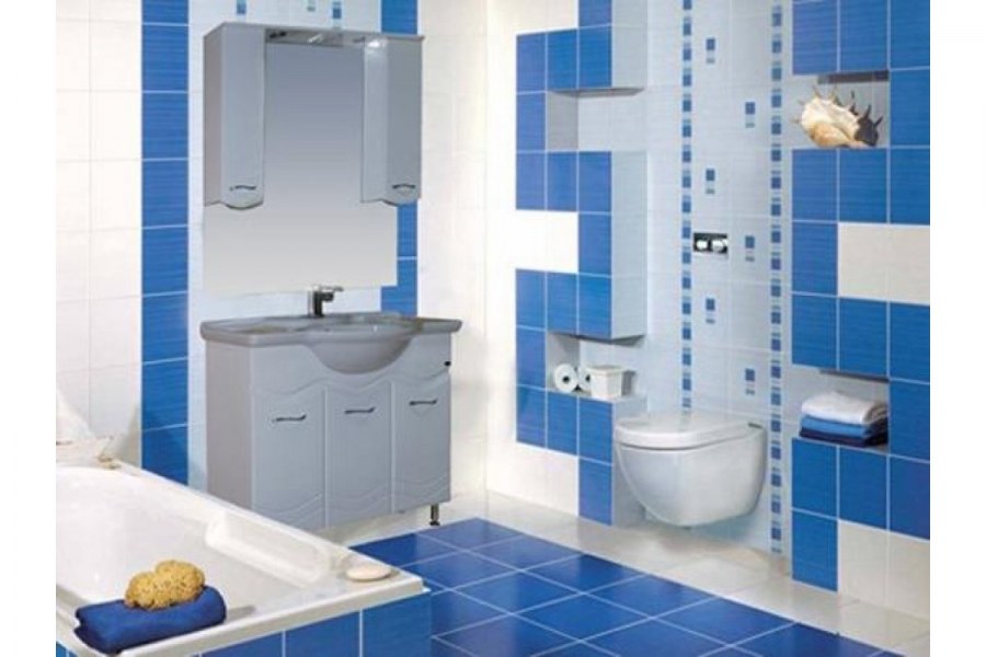 Синяя плитка для ванной