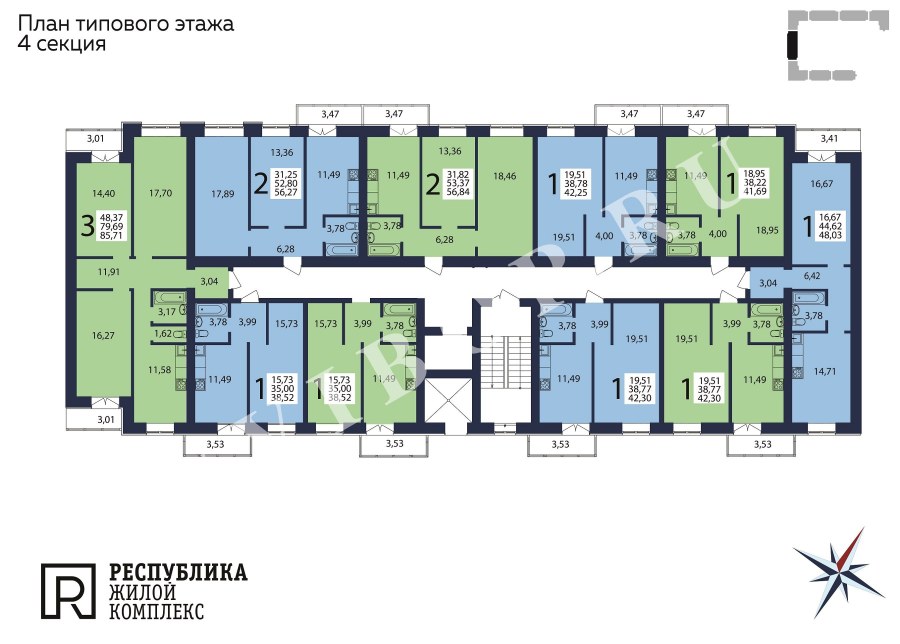 ЖК Геленджик Азимут секция в1 план поэтажный этажа