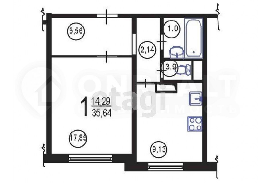 П3м однушка планировка с размерами