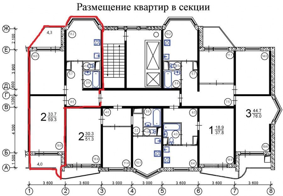П44 2 комнатная планировка