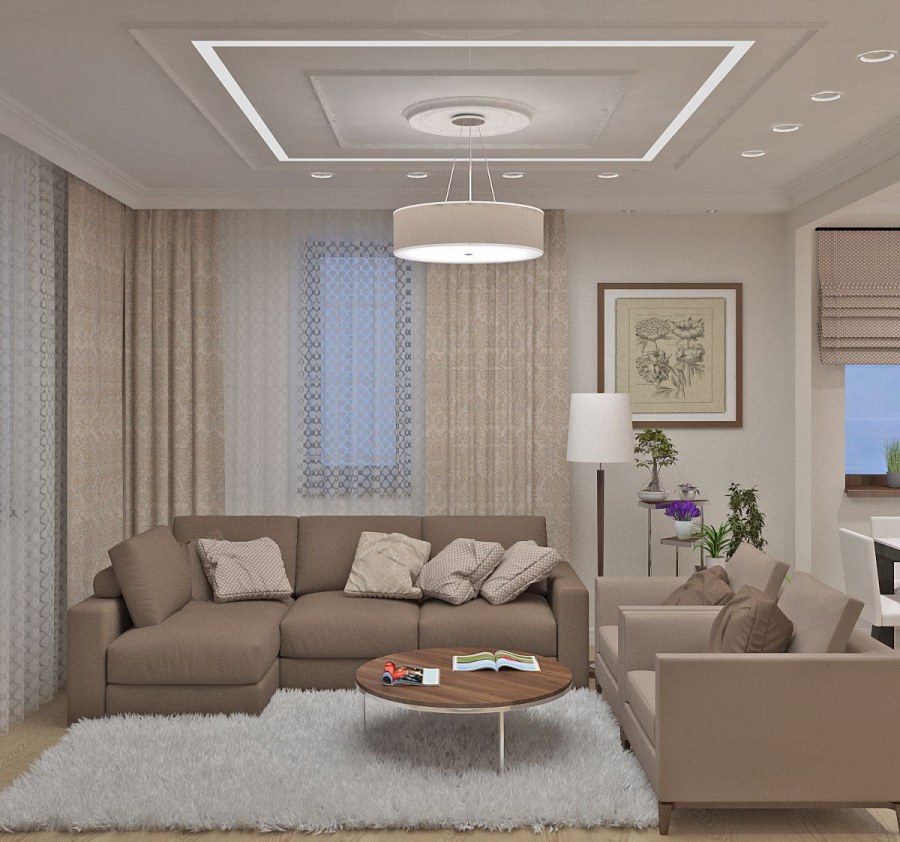 Гостиная в светлых тонах