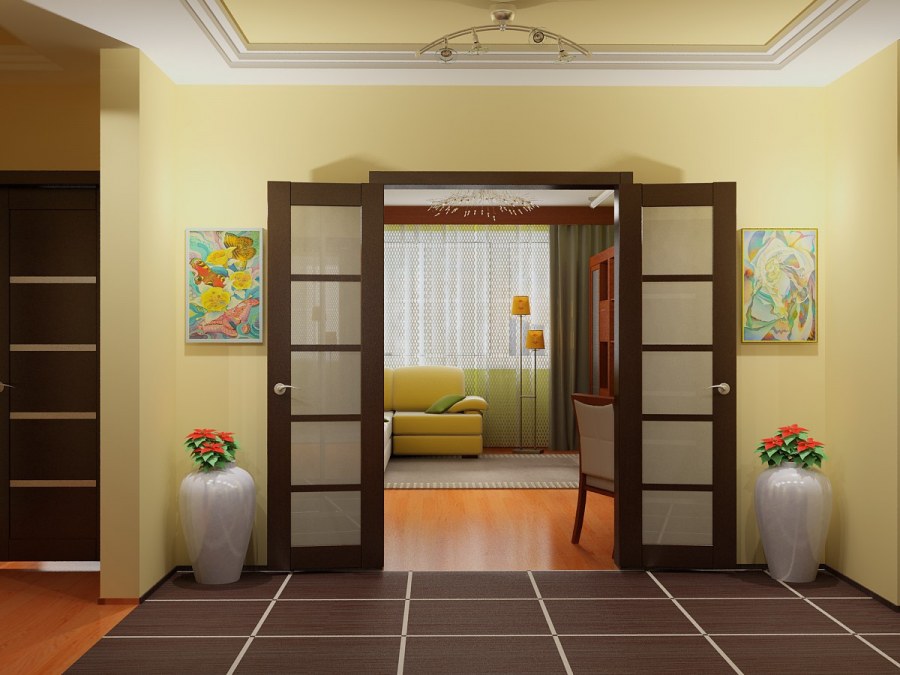 Интерьер комнаты с дверью