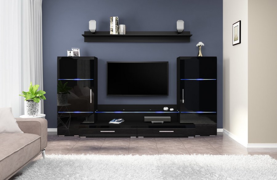 Гостиная "Домино" черный глянец Bravo