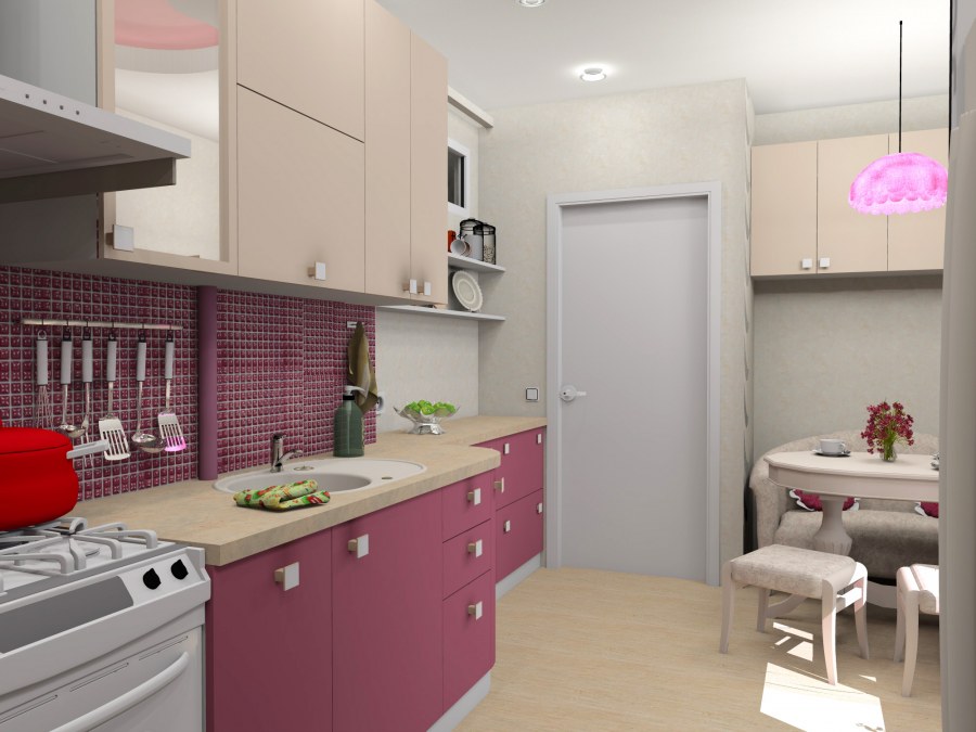 Бордовая кухня