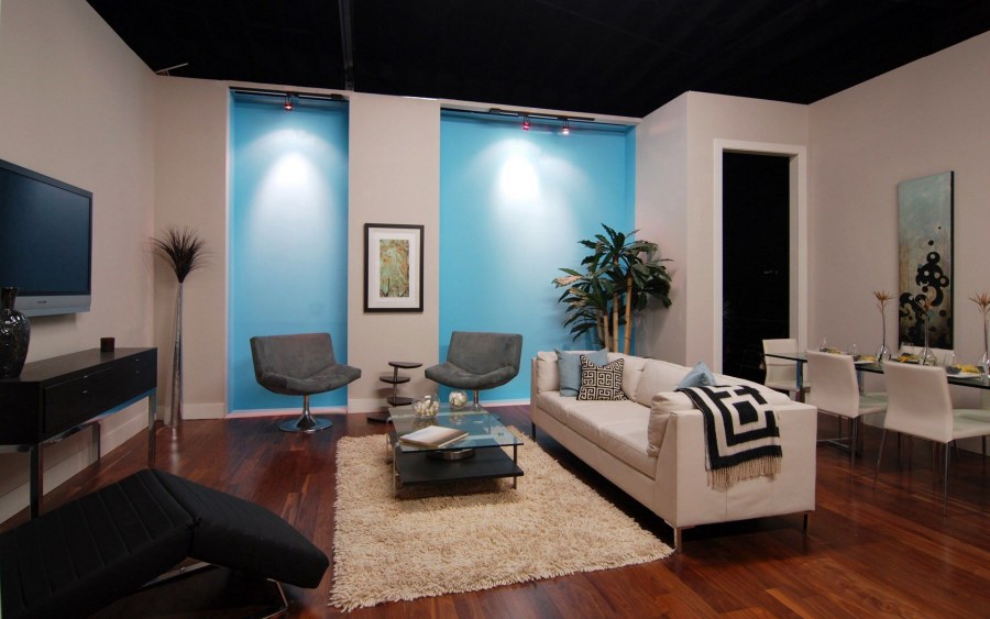 Спальня в бело голубых тонах