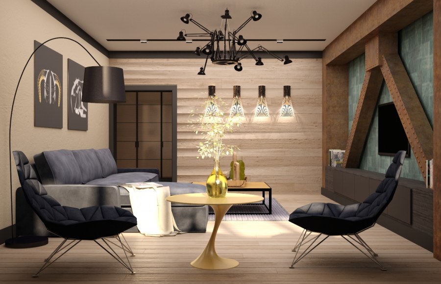 Зеркальный потолок в гостиной