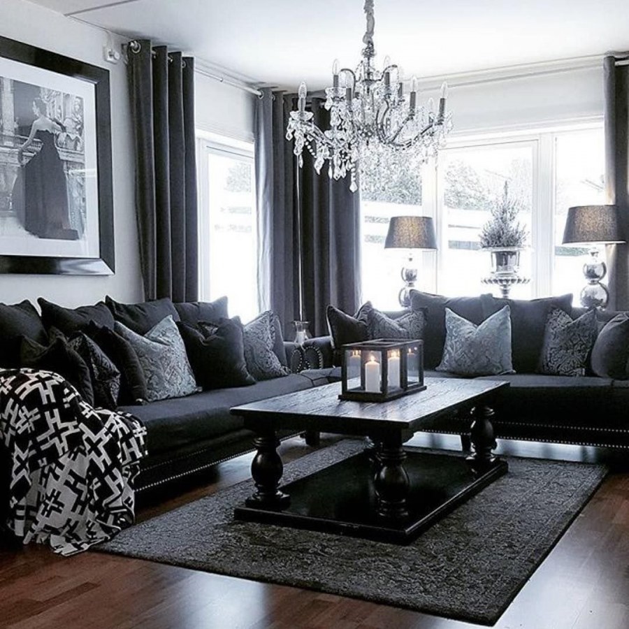 Гостиная в черном цвете
