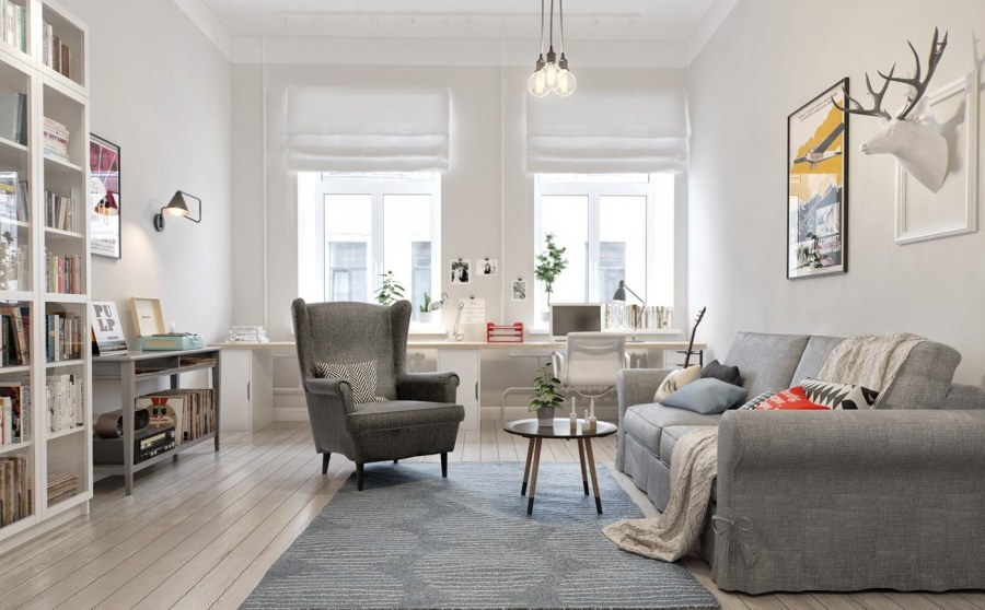 Сканди стиль в интерьере гостиной