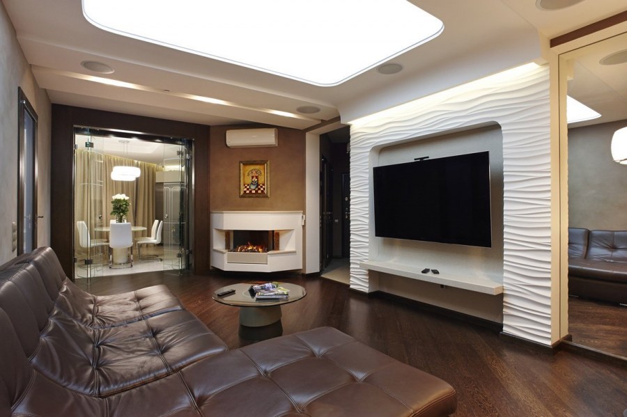 Гостиная с камином 15 кв.м