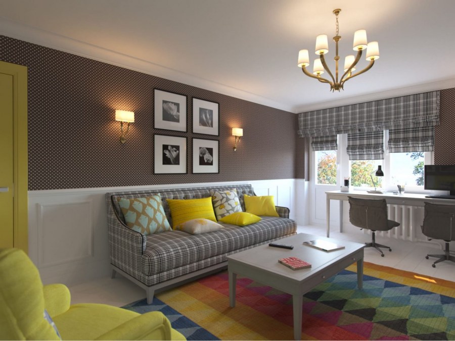 Ромбы в интерьере гостиной