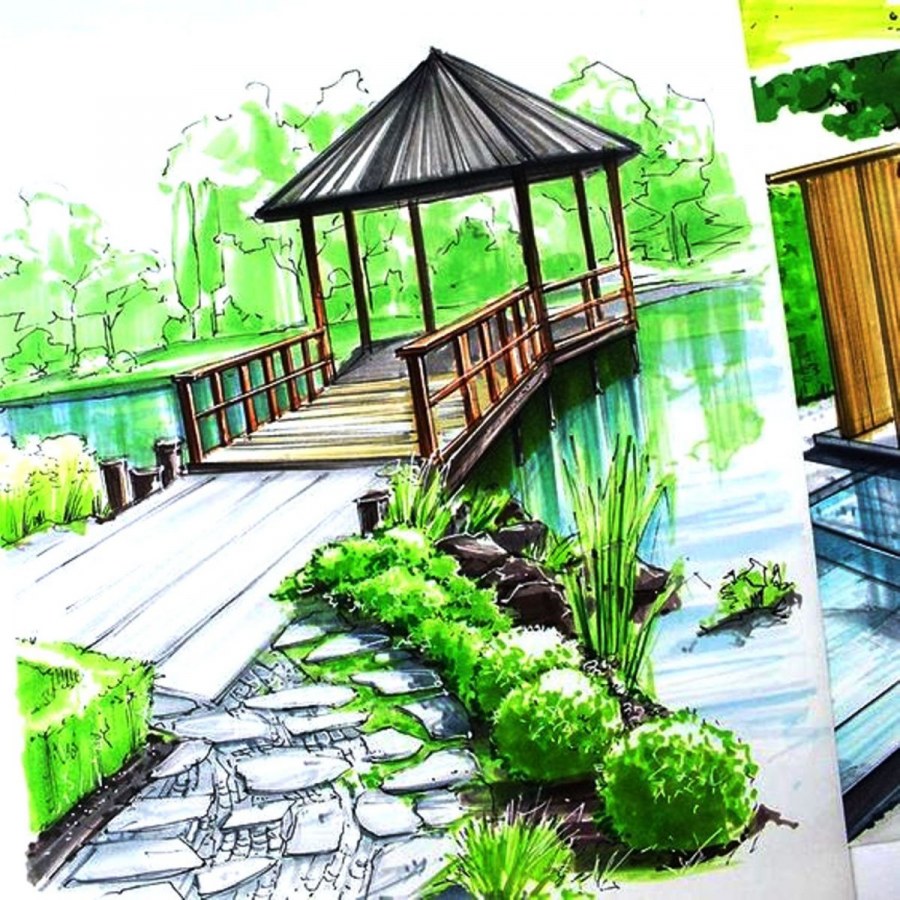 Скетчинг ландшафтный Архитектор