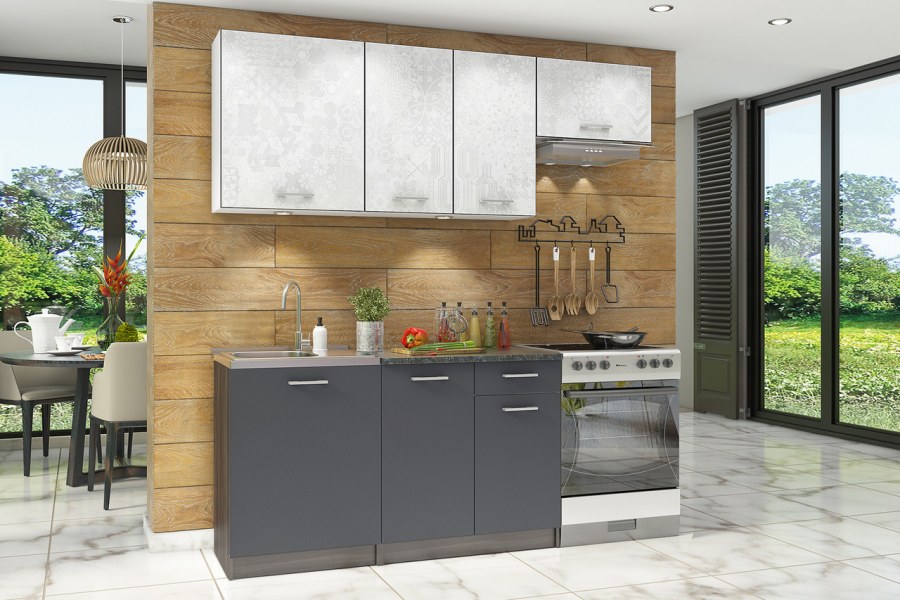 Бланка СТЛ.218.00 кухонный гарнитур белый/орех Мармара/спринт/антрацит