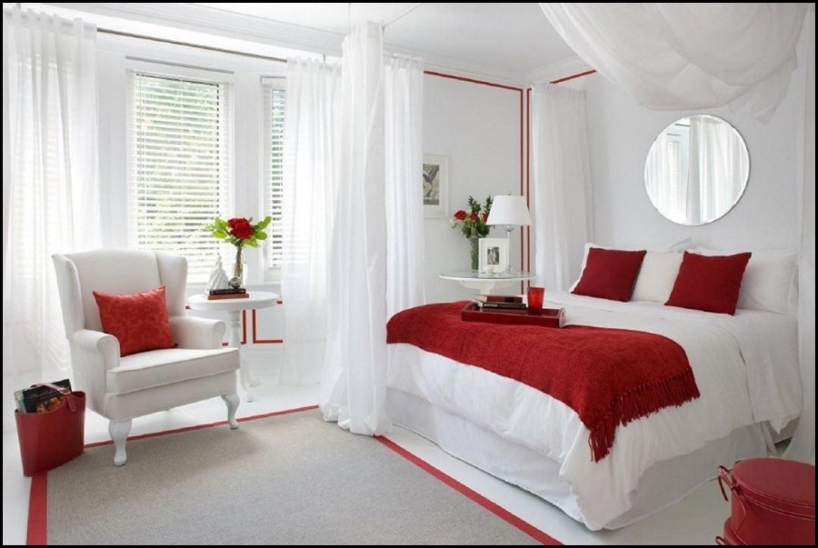 Красно белая спальня