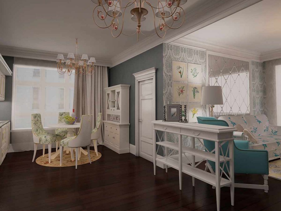 Столовая-гостиная в стиле Прованс