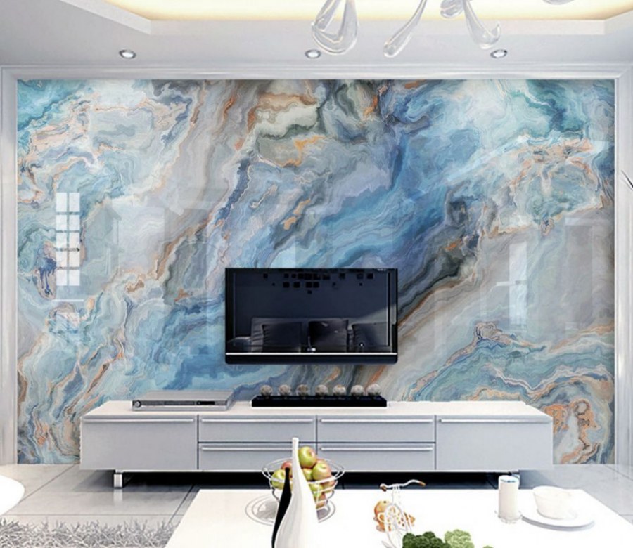 Мраморная стена в гостиной