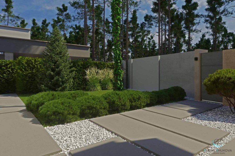 Входная зона в минималистическом стиле ландшафт