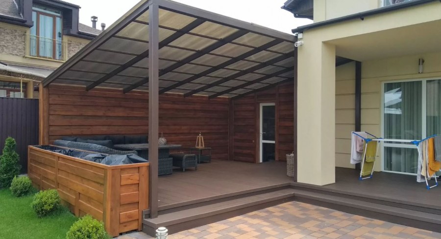 Навес для террасы из поликарбоната