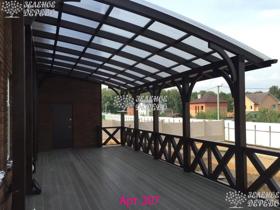 Деревянный навес с поликарбонатом