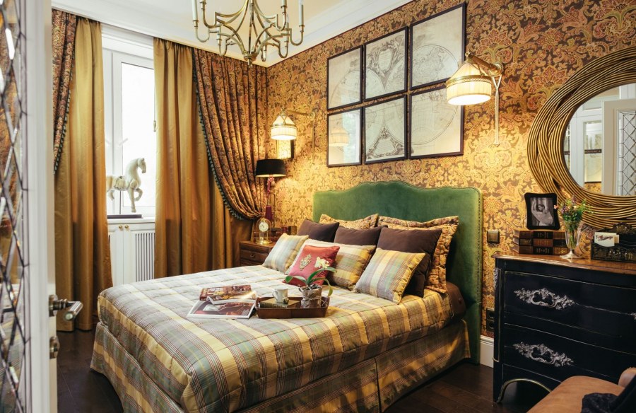 Эклектика в интерьере спальни
