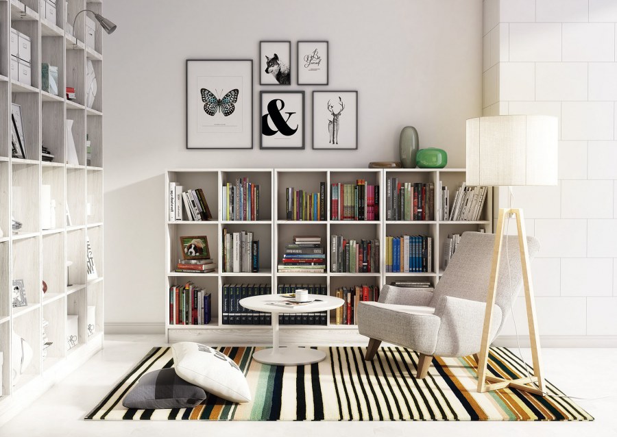 Стильные стеллажи в интерьере