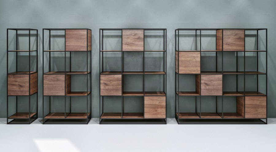 Стеллаж Kvadra 3 Black темный дуб